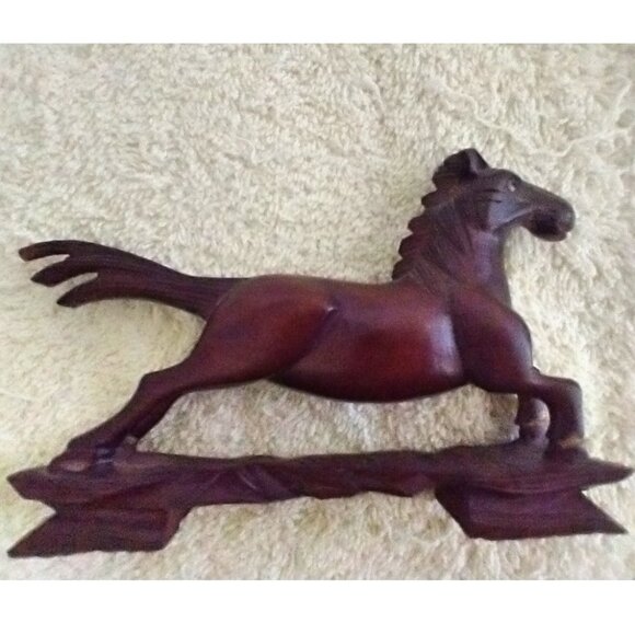 Vintage Wood Horse Hand Carved Figurine Philippines 1950s - Picture 1 of 9
